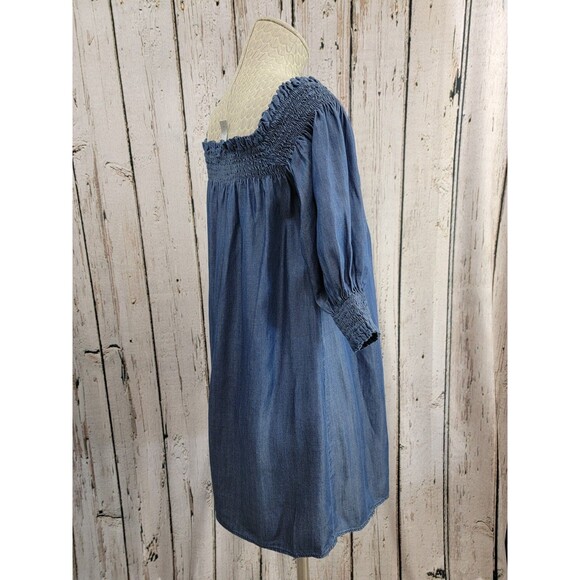 Imperial S Designer Denim Gusseted Off Shoulder Tunic Shirt Top Blouse EUC - Picture 8 of 15